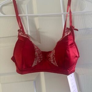 Sexy Red Lace Trim Bra size XS brand new with tags. Adjustable can fit a small